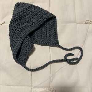 Wool- Handmade Crochet Earflap Hat in Dark Gray